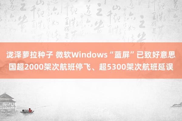 泷泽萝拉种子 微软Windows“蓝屏”已致好意思国超2000架次航班停飞、超5300架次航班延误