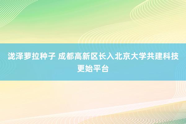 泷泽萝拉种子 成都高新区长入北京大学共建科技更始平台