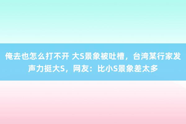 俺去也怎么打不开 大S景象被吐槽，台湾某行家发声力挺大S，网友：比小S景象差太多