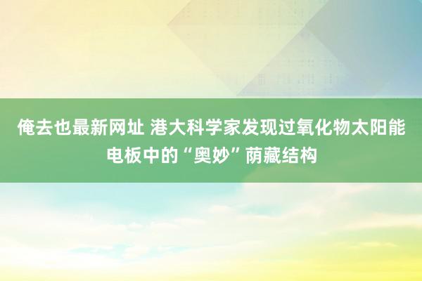 俺去也最新网址 港大科学家发现过氧化物太阳能电板中的“奥妙”荫藏结构