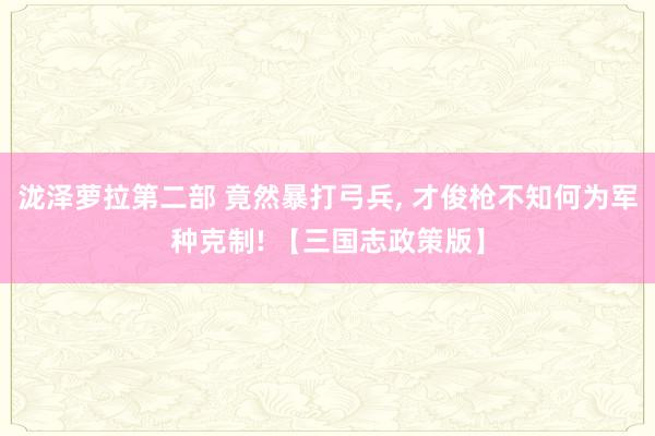 泷泽萝拉第二部 竟然暴打弓兵, 才俊枪不知何为军种克制! 【三国志政策版】