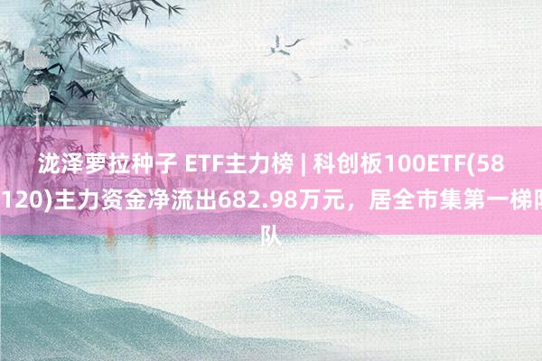 泷泽萝拉种子 ETF主力榜 | 科创板100ETF(588120)主力资金净流出682.98万元，居全市集第一梯队